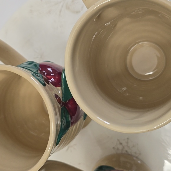 Vintage Franciscan Set Of 3 Apple Pattern Irish Mugs Speckled Earthenware Ribbed - Picture 11 of 14